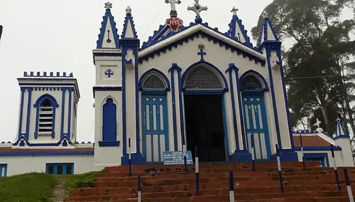 the white and blue church
